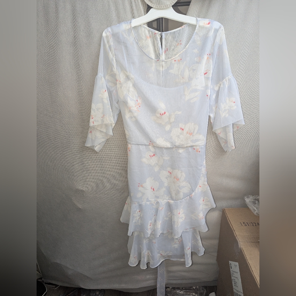 NWT French Connection Alba tie waist dress in sea breeze - Picture 3 of 4